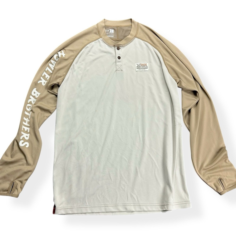 Howler Bros Loggerhead Henley Shirt Men's‎ Size Large Brown Long Sleeve Top *